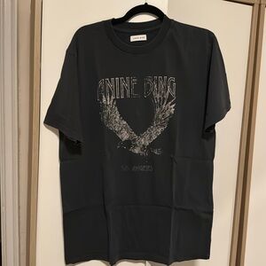 anine bing lili graphic tee shirt in washed black xl